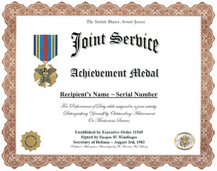 JOINT SERVICE ACHIEVEMENT MEDAL MILITARY MEDAL 