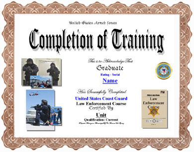 law enforcement training sample guard coast recognition display completion