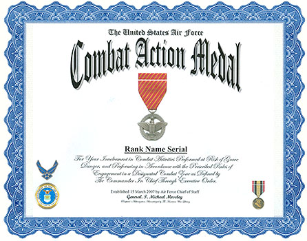 Combat Action Medal Display Recognition