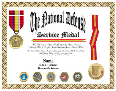 National Defense Service Medal Display