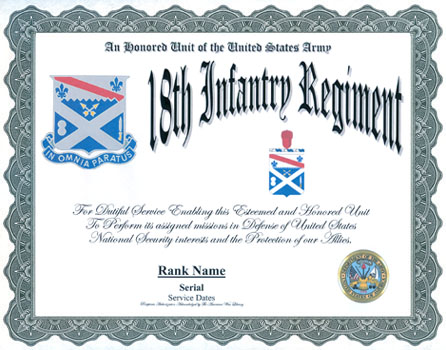 18th Infantry Regiment Service Display Recognition